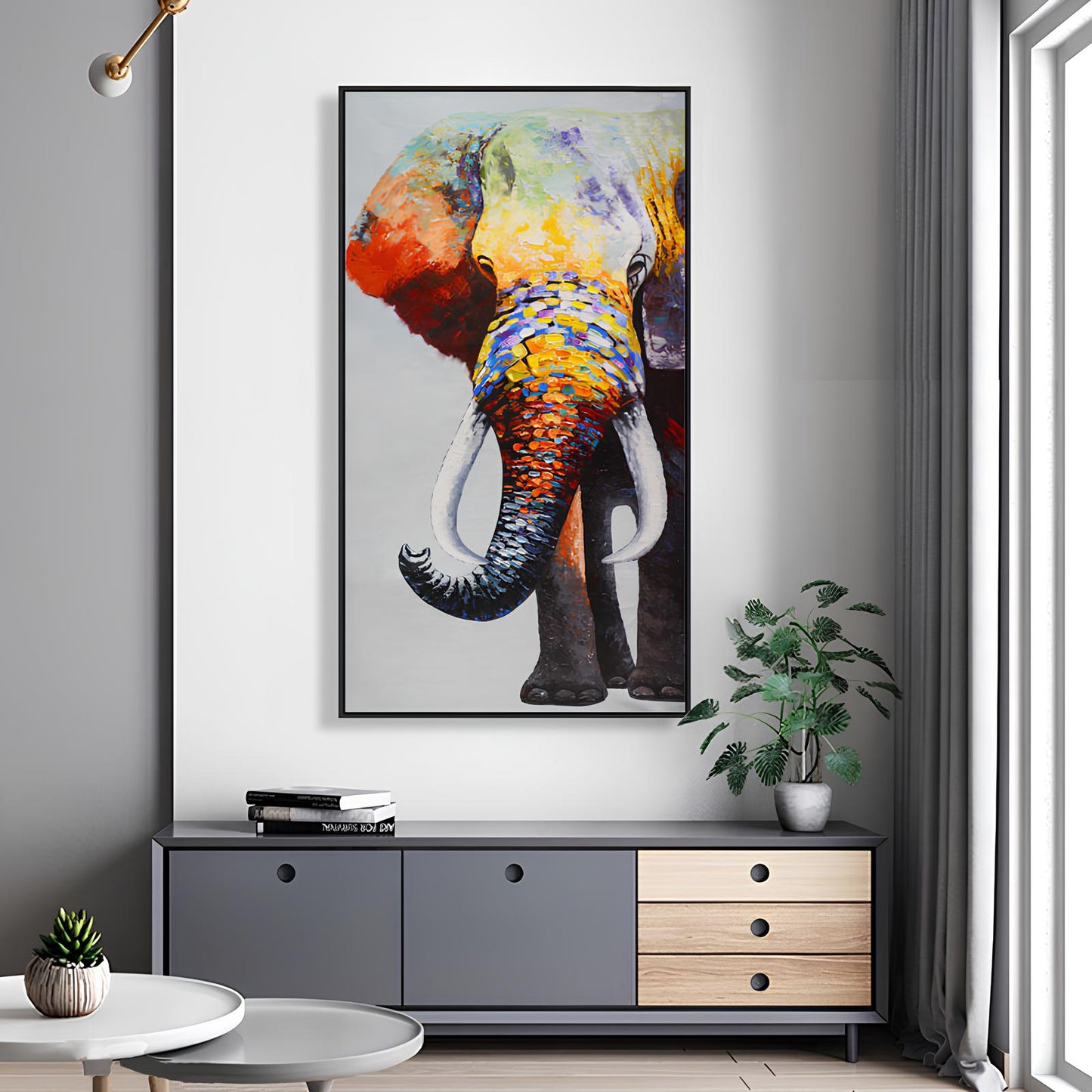 ABSTRACT PRINT ON CANVAS 'Multicolored Elephant'
