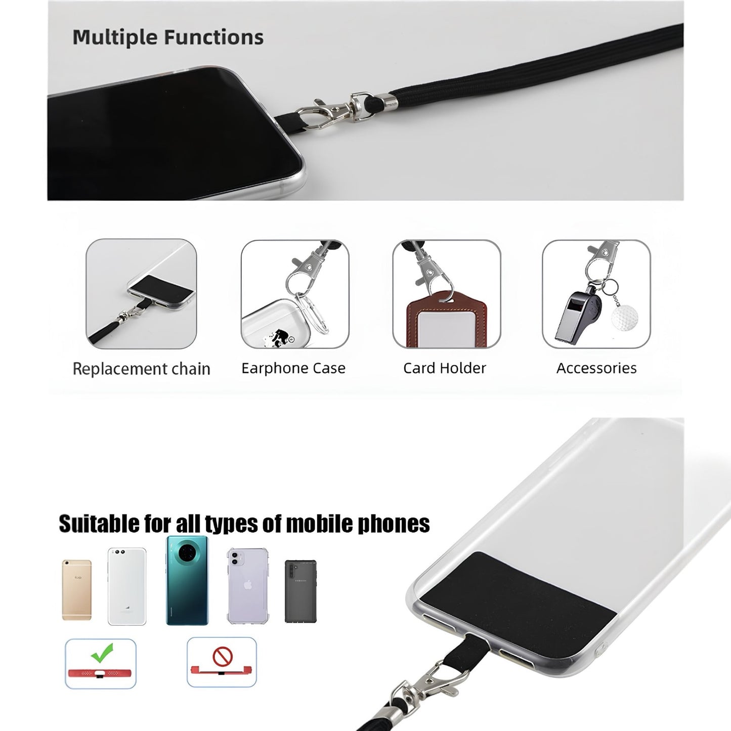 ADJUSTABLE CELL PHONE LANYARD (18 Variants)