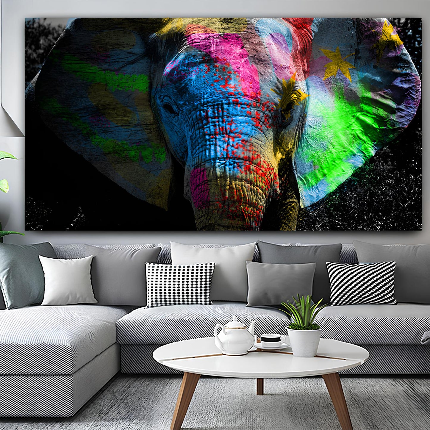 ABSTRACT PRINT ON CANVAS 'Sketch Elephant'