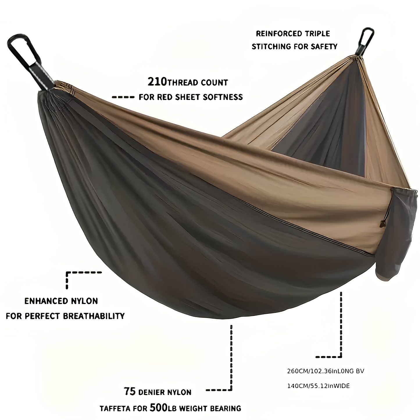 DOUBLE CAMPING HAMMOCK (Kit included)