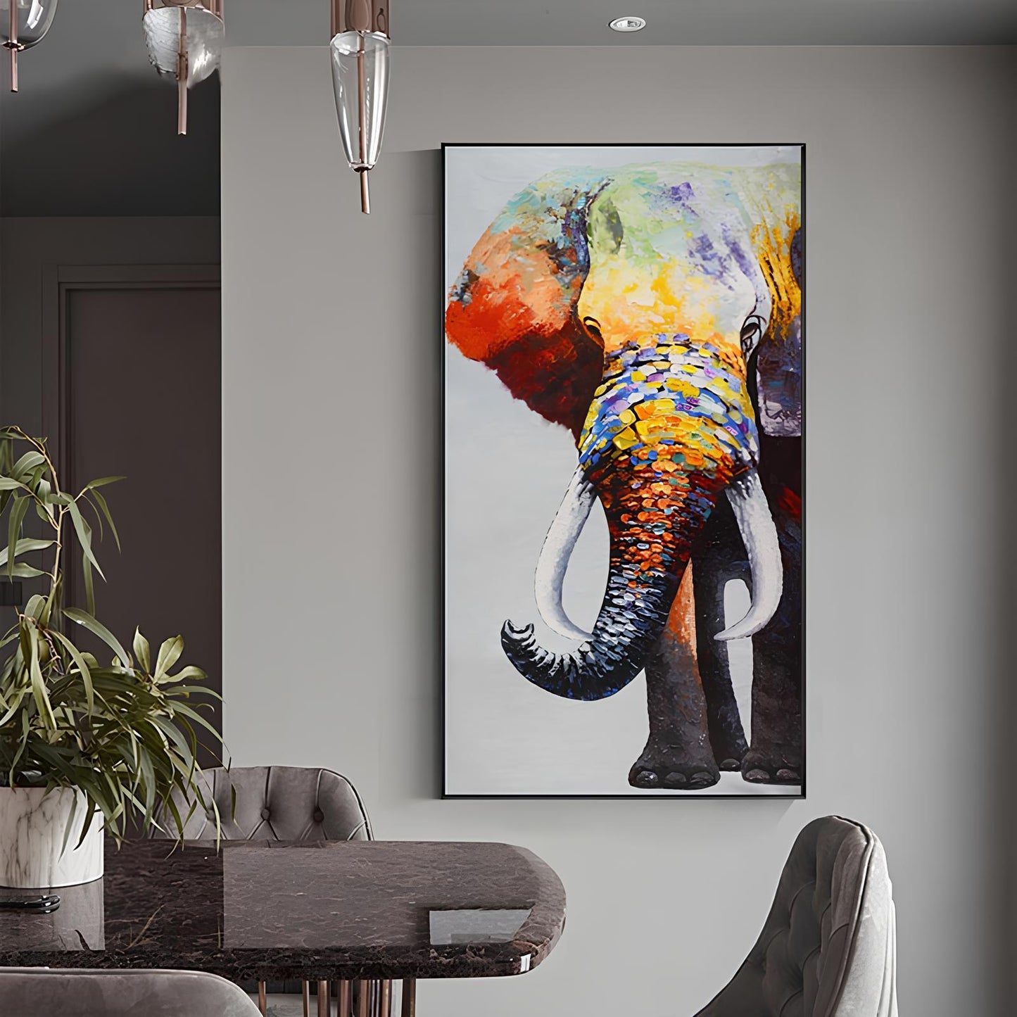 ABSTRACT PRINT ON CANVAS 'Multicolored Elephant'