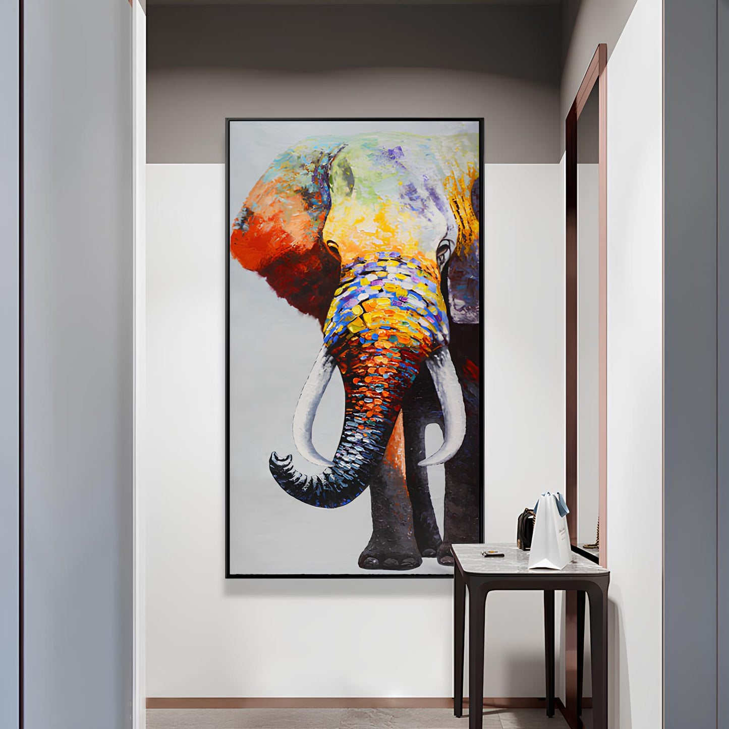 ABSTRACT PRINT ON CANVAS 'Multicolored Elephant'