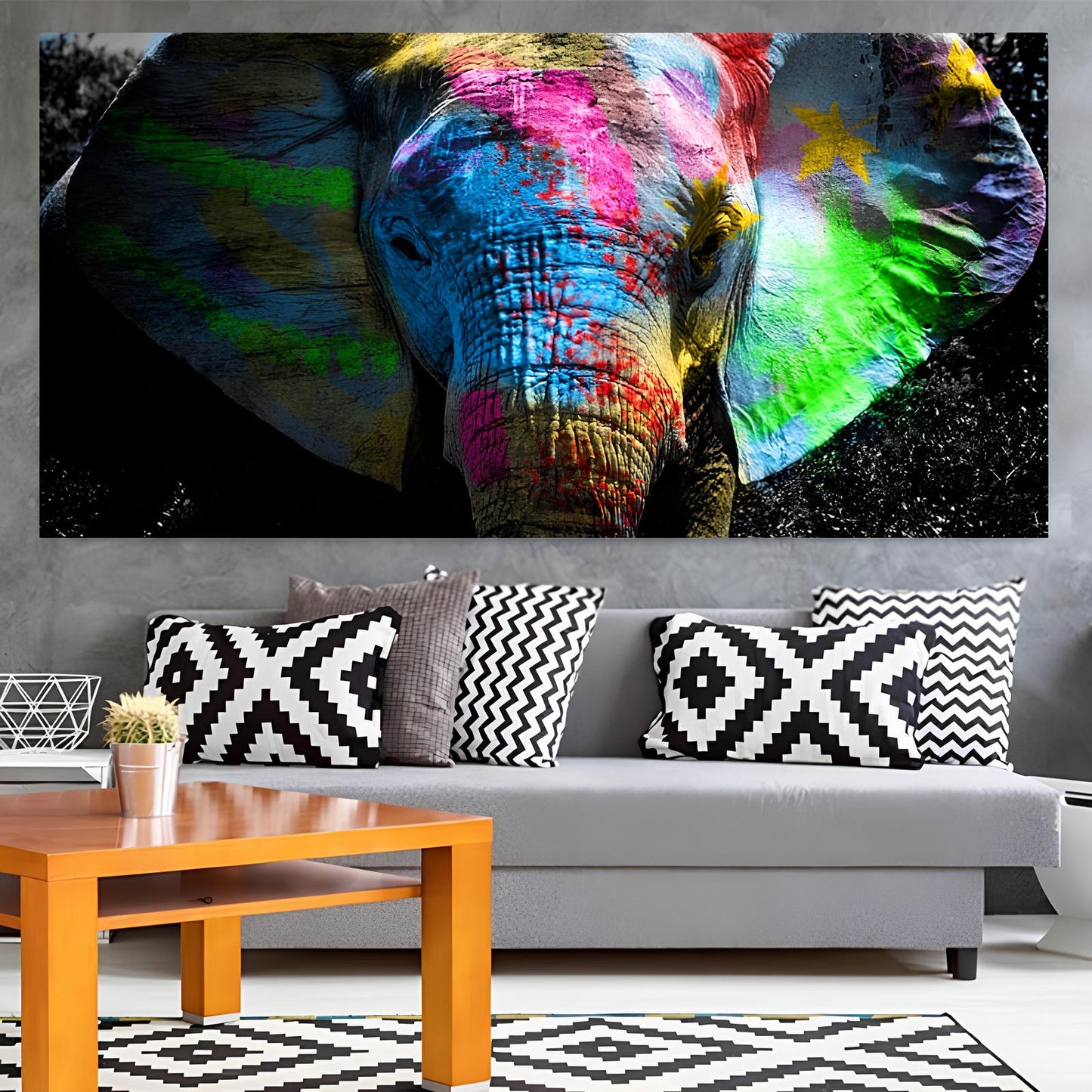 ABSTRACT PRINT ON CANVAS 'Sketch Elephant'