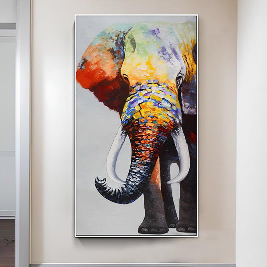 ABSTRACT PRINT ON CANVAS 'Multicolored Elephant'
