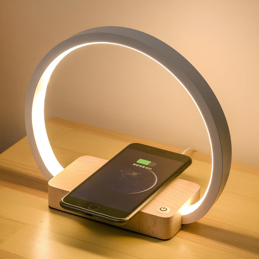 LAMPADA LED DA TAVOLO CON STAZIONE RICARICA WIRELESS (2 Varianti)